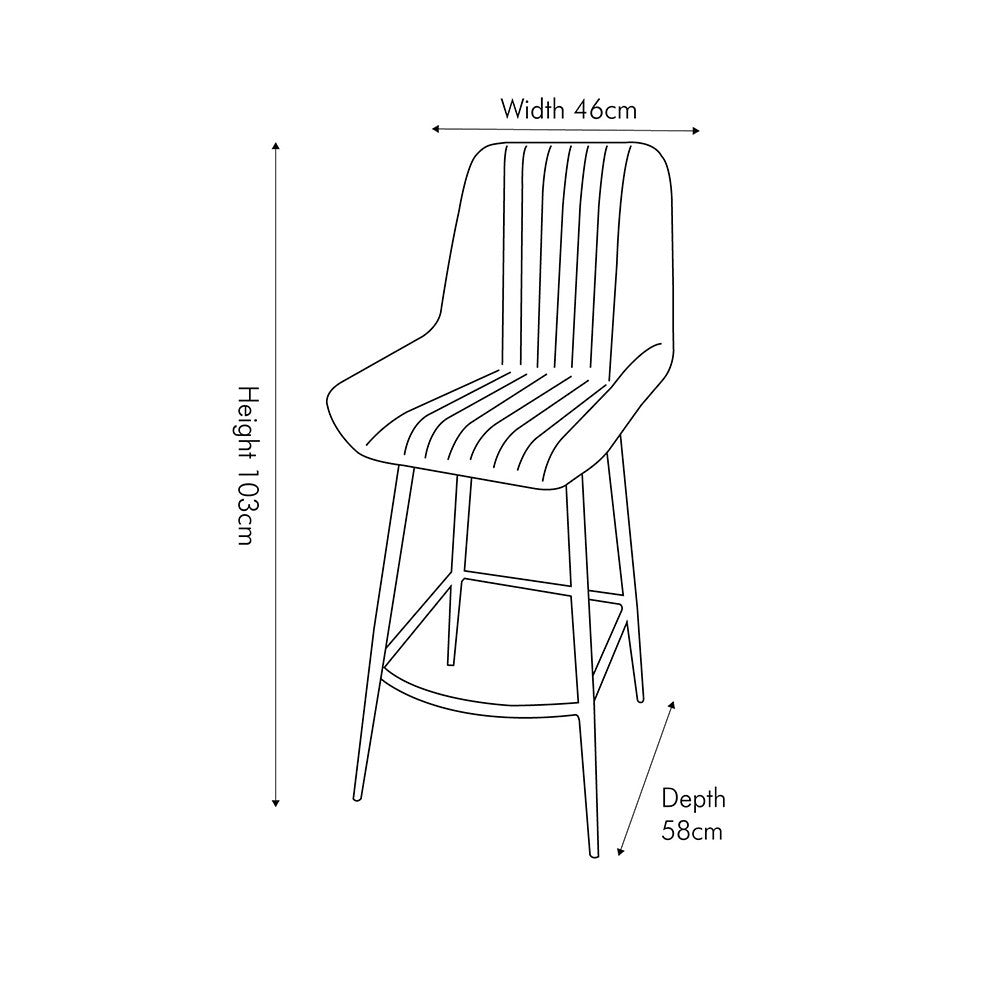 Angelo Ash Black Leather and Black Metal Bar Stool