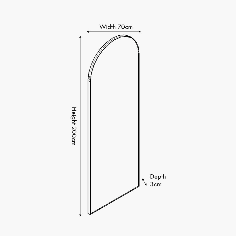 Brushed Gold Metal Slim Frame Arch Floor Mirror