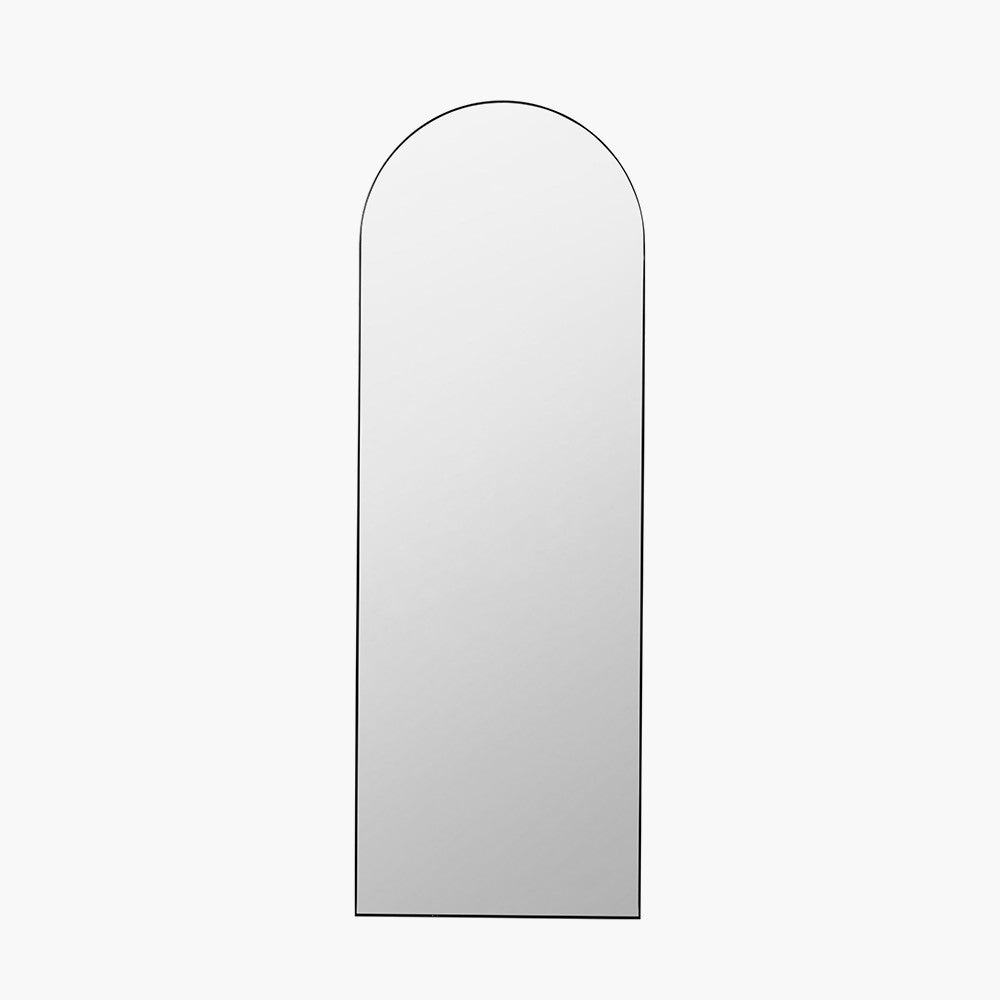 Brushed Silver Metal Slim Frame Arch Floor Mirror