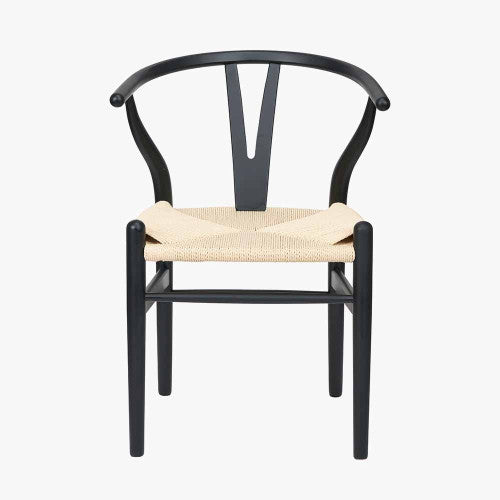 Quinn Black and Natural Paper Rope Dining Chair