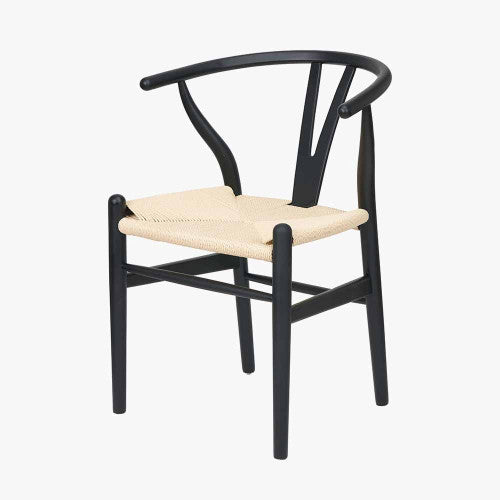 Quinn Black and Natural Paper Rope Dining Chair