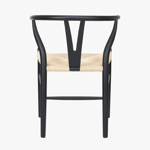 Quinn Black and Natural Paper Rope Dining Chair