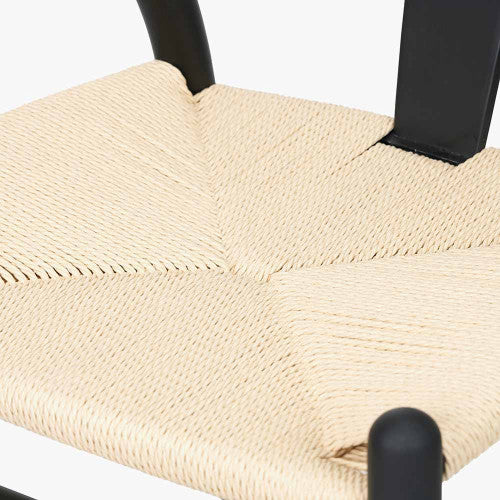 Quinn Black and Natural Paper Rope Dining Chair