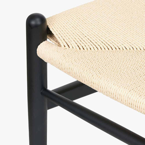 Quinn Black and Natural Paper Rope Dining Chair