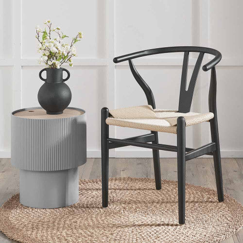Quinn Black and Natural Paper Rope Dining Chair