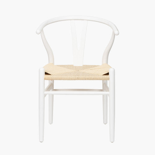 Quinn White and Natural Paper Rope Dining Chair