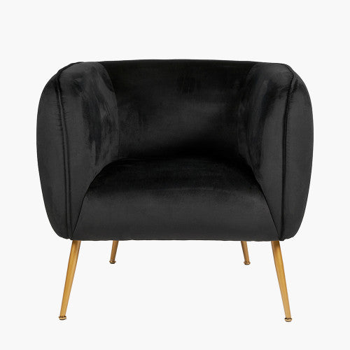Lucca Armchair Black Velvet and Metal