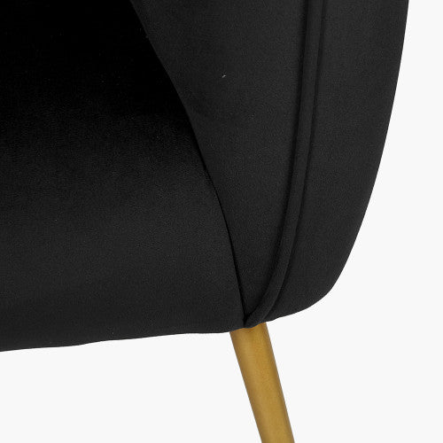 Lucca Sofa Black Velvet and Metal