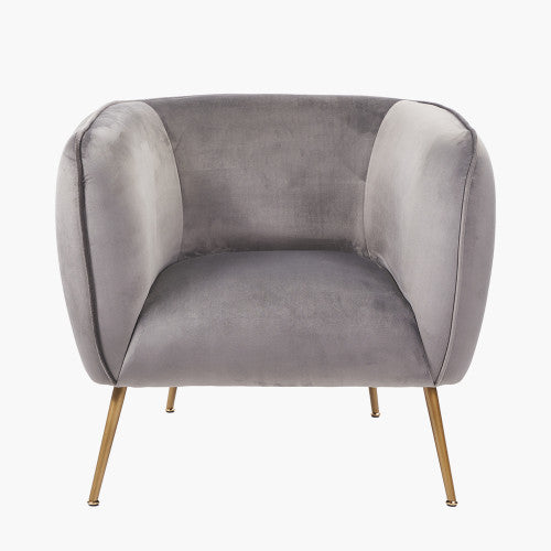 Lucca Armchair Dove Grey Velvet and Metal
