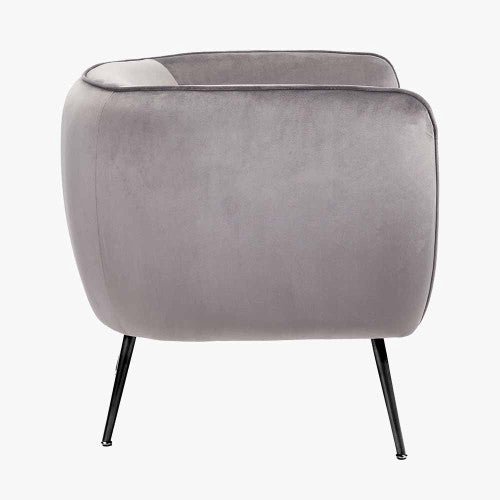 Lucca Armchair Dove Grey Velvet and Metal