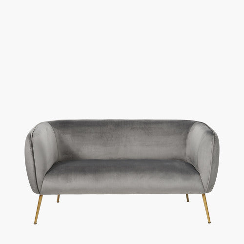Lucca Sofa Dove Grey Velvet and Metal