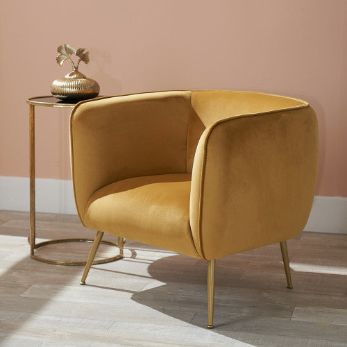 Lucca Armchair Gold Velvet and Metal
