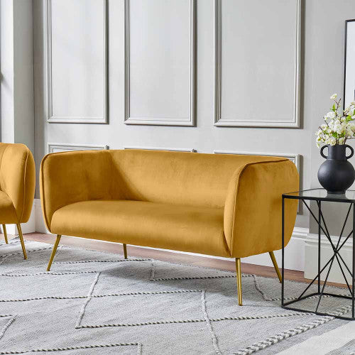 Lucca Sofa Gold Velvet and Metal
