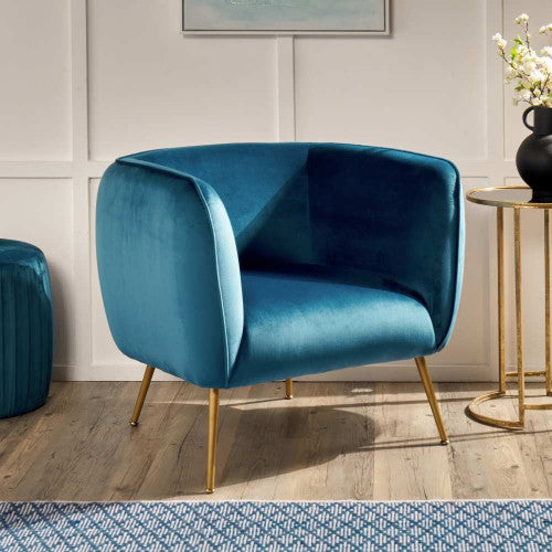 Lucca Armchair Sapphire Blue Velvet and Metal