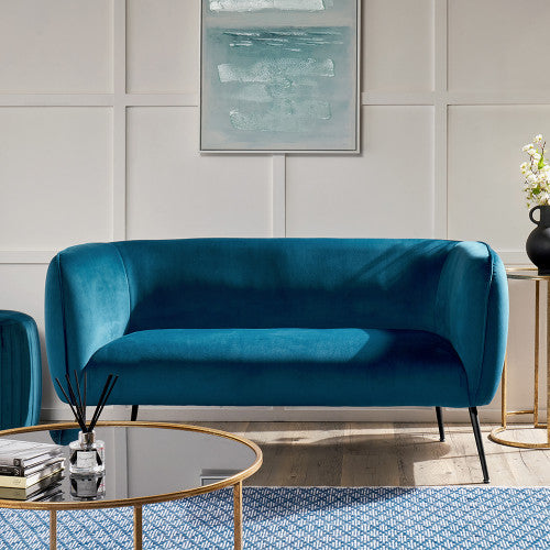Lucca Sofa Sapphire Blue Velvet and Metal