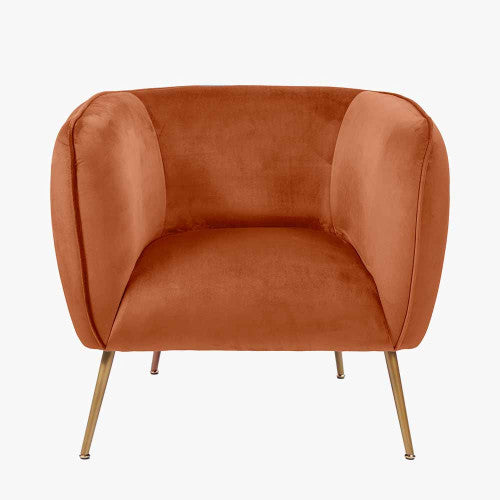 Lucca Armchair Tobacco Velvet and Metal