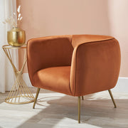 Lucca Armchair Tobacco Velvet and Metal
